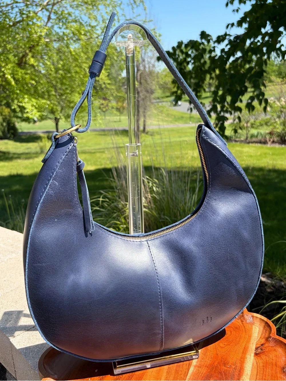 Portland Leather Nora Large Shoulder Bag Cowboy Blue Leather